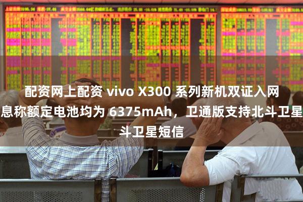 配资网上配资 vivo X300 系列新机双证入网：消息称额定电池均为 6375mAh，卫通版支持北斗卫星短信