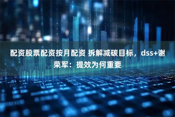 配资股票配资按月配资 拆解减碳目标，dss+谢荣军：提效为何重要